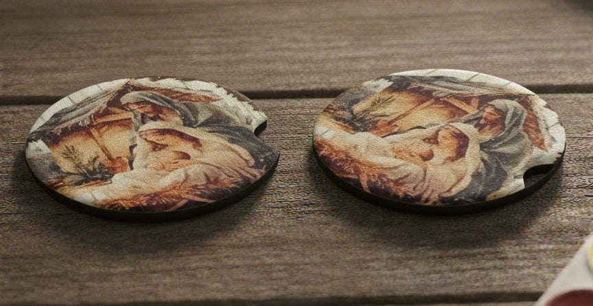 Car coasters- Religious scene